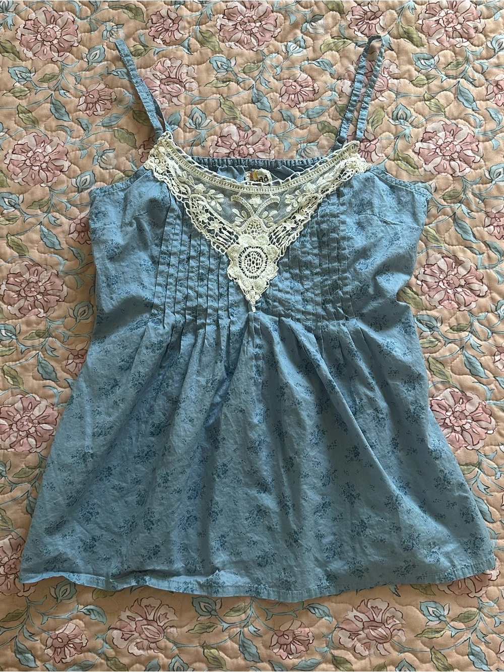 Mudd Blue Floral Print Boho Women’s Tank Top
